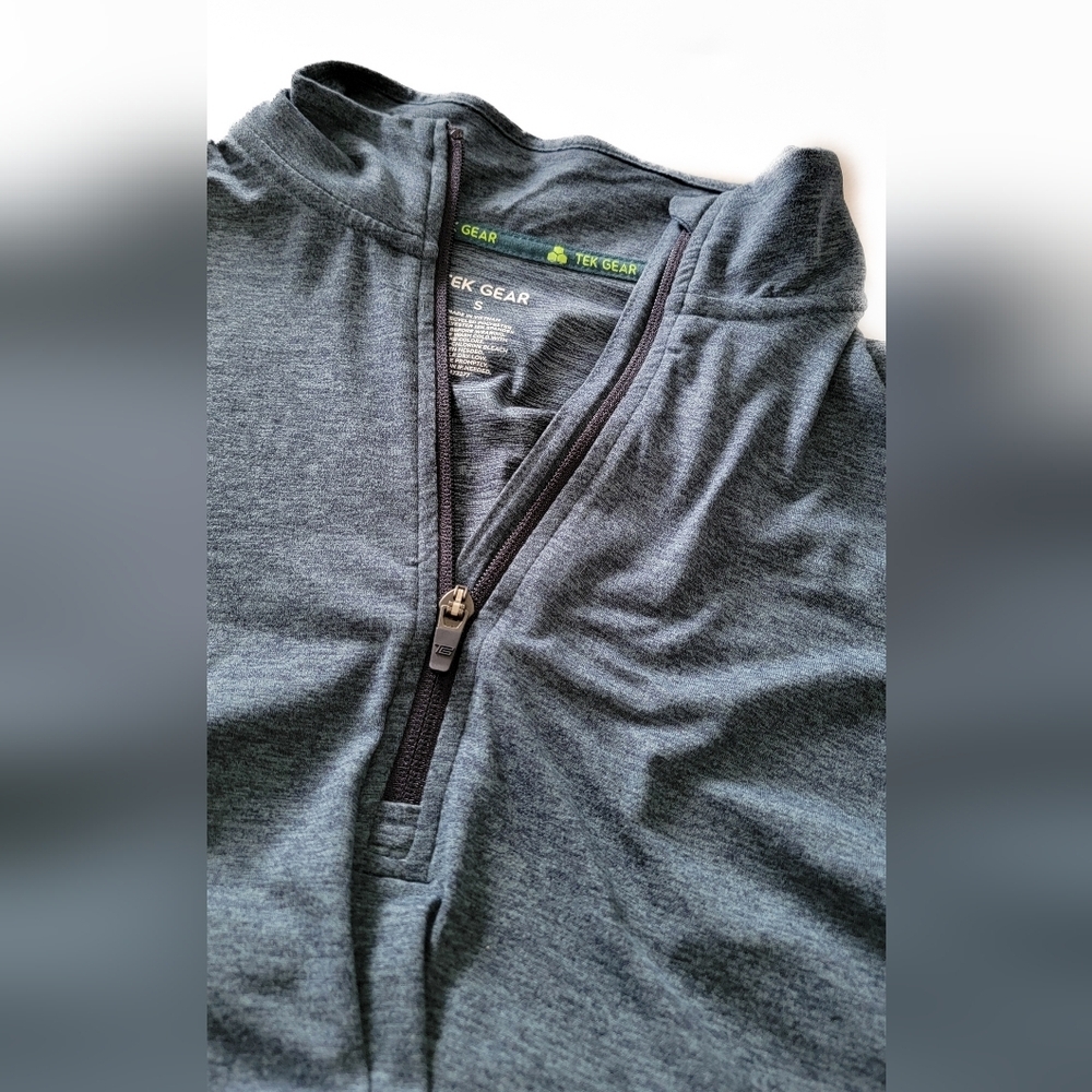 tek gear Men's Teal Heather Quarter-Zip Pullover Size Small - Picture 4 of 7